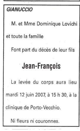 Décès Lovichi Jean François