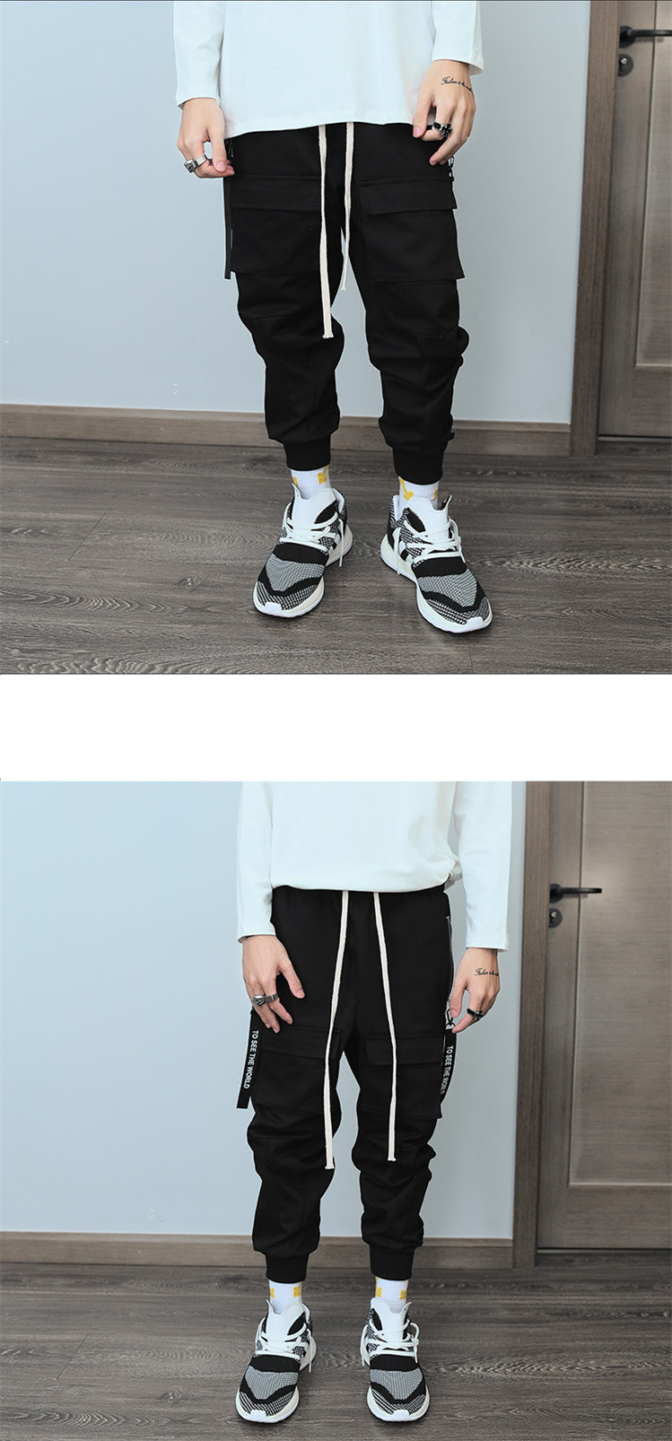 Una Reta Mens Pants New Fashion Casual Streetwear Extra Long Drawstring