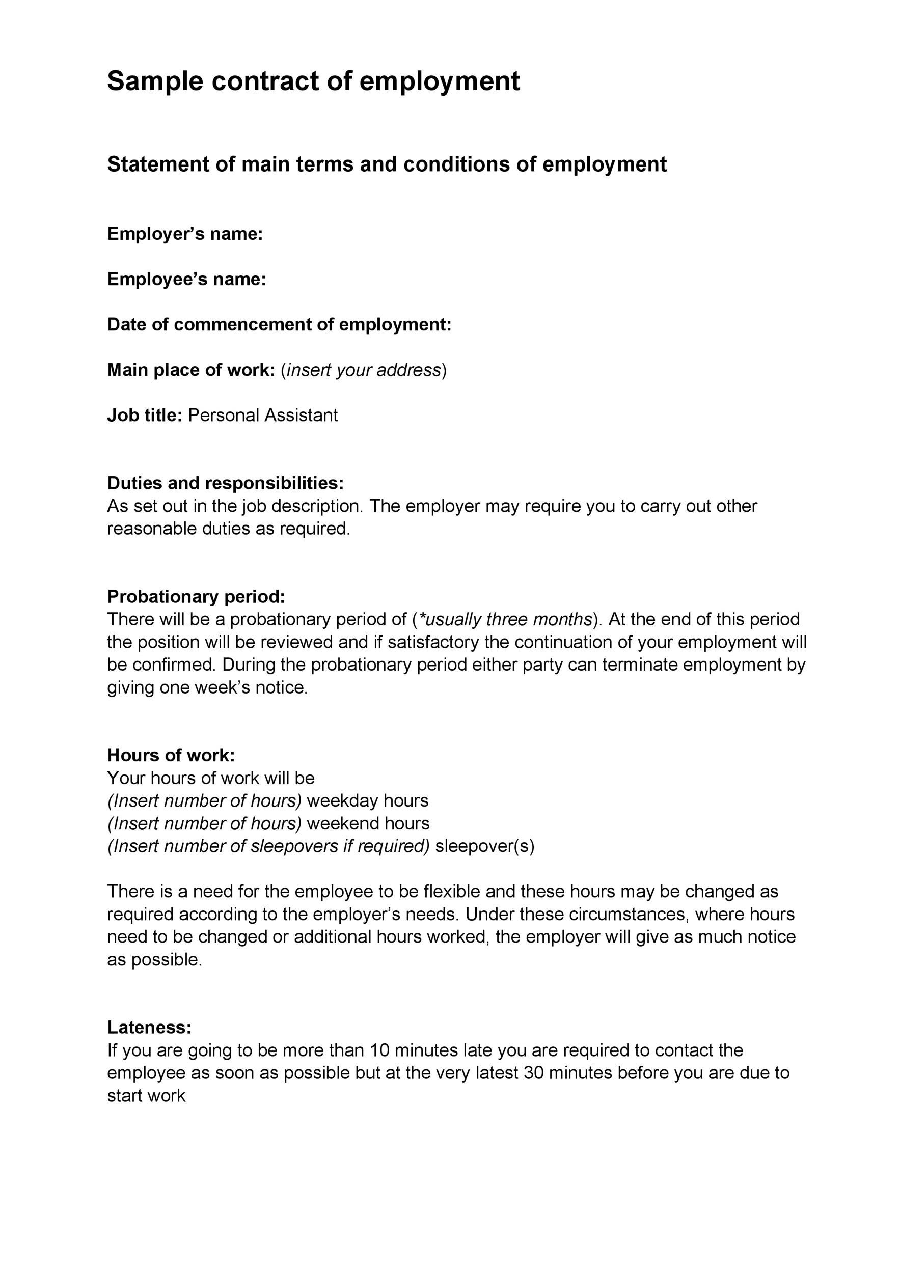 Part Time Job Agreement Sample PDF Template