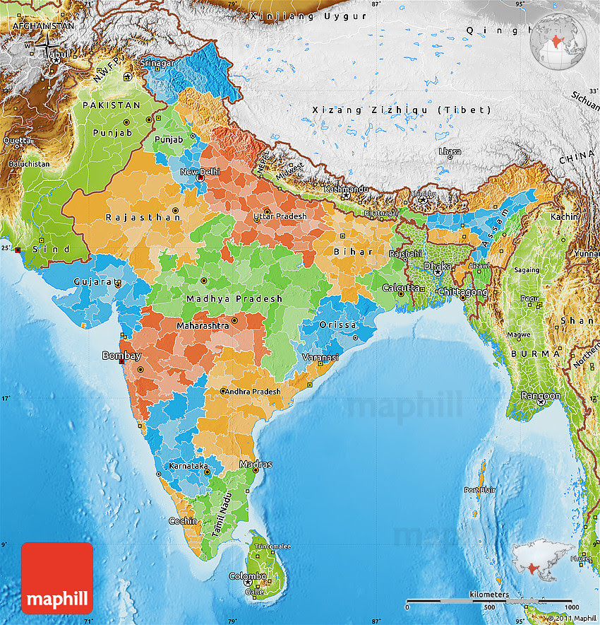 Physical And Political Map Of India | Time Zones Map