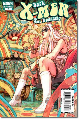 Picture yourself back in the nineteen sixties / When X-Men were teens and they fought mutant guys / Suddenly Scott stops and can't stop staring at / The girl with diamonds for her eyes...
