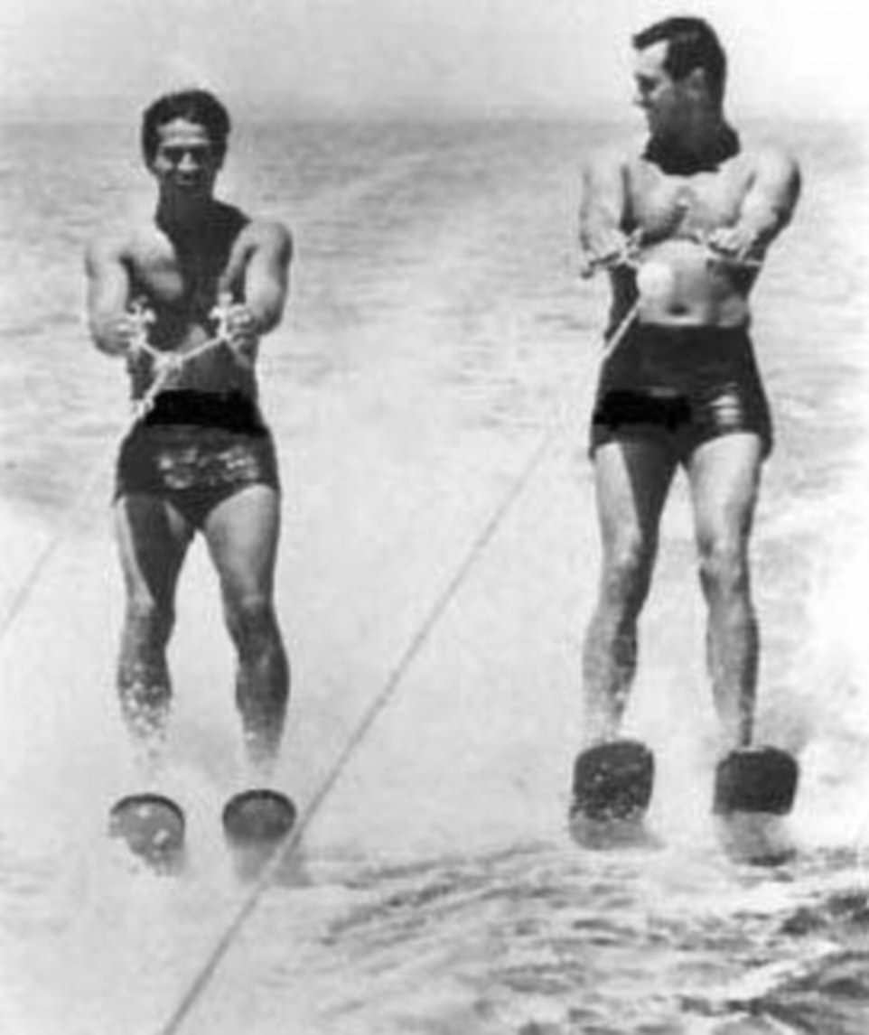 Hudson, who was known for his turns as a leading man in films, could frequently be found hanging out at the Salton Sea with fellow actor George Nadar. The pair enjoyed a plethora of water related activities at California's biggest lake, including water skiing (pictured above).