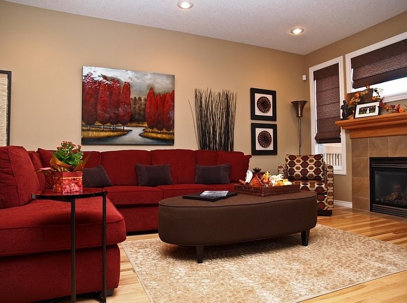 living room decor in black & red