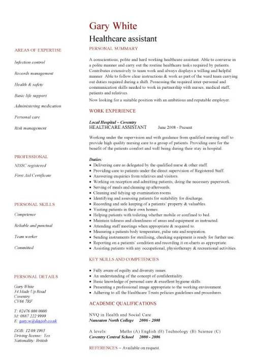 Personal statement support worker