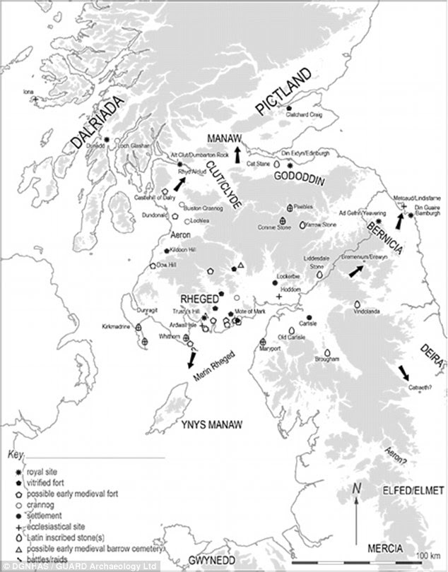 The researchers have created a new map of Dark Age Britain, which includes Rheged and its neighbouring kingdoms during the sixth and early seventh centuries