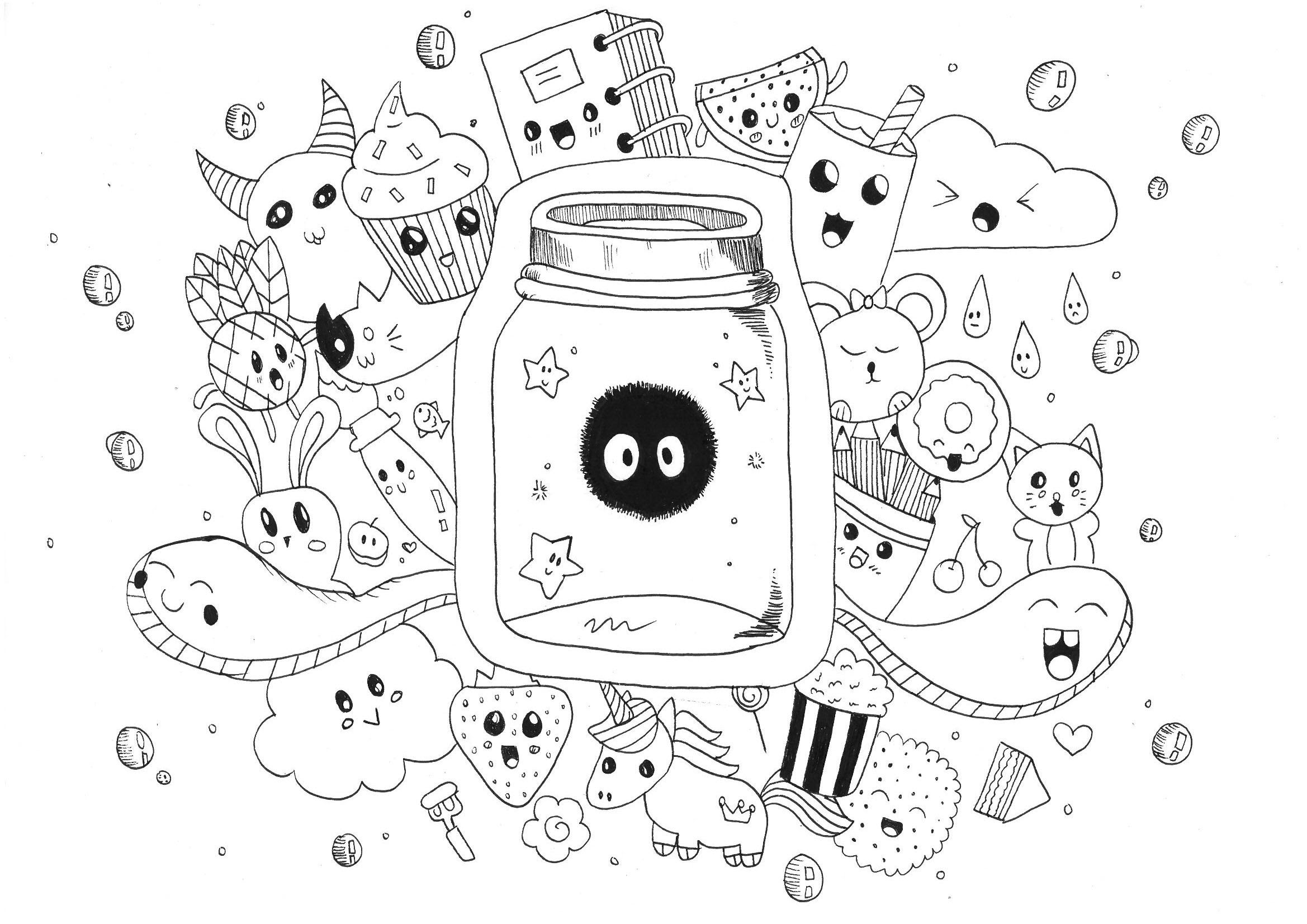 64+ Cute Printable Doodle Art Coloring Pages doodlekun
