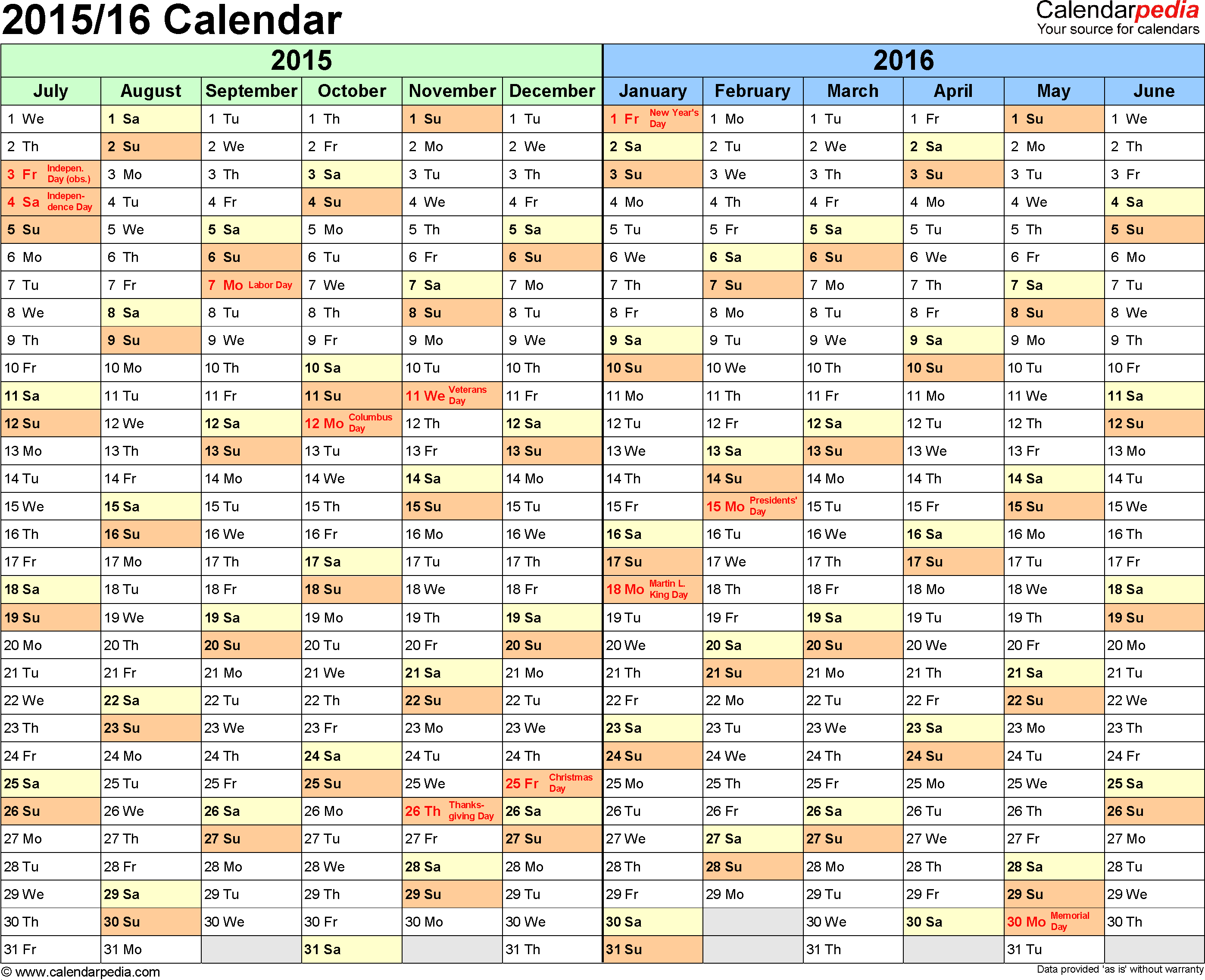 1 Year Calendar Template HQ Printable Documents