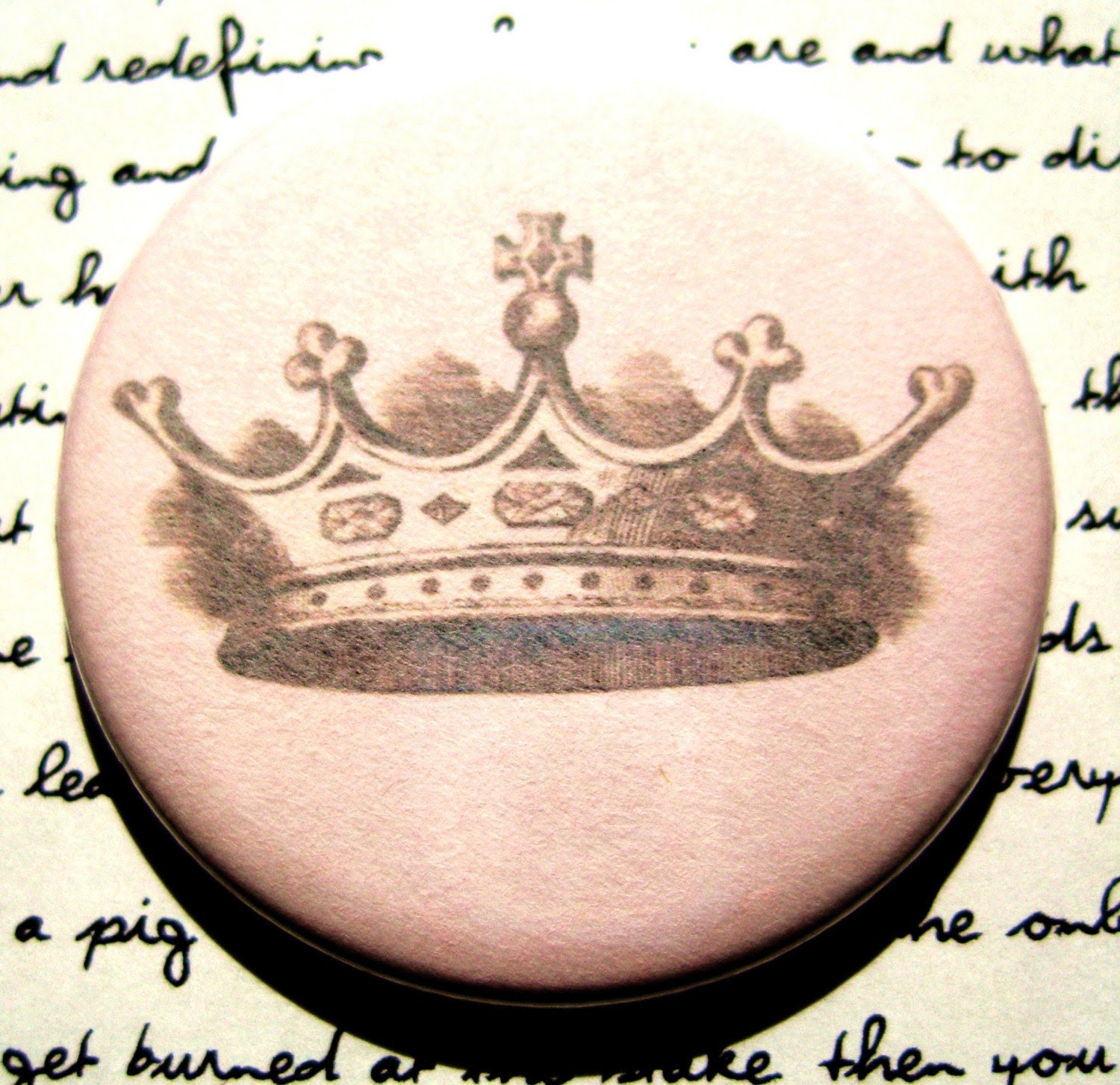Pocket Mirror - Crown on Soft Pink