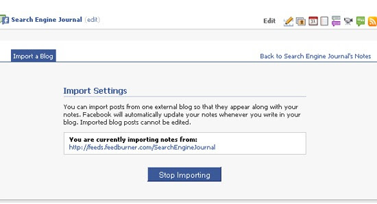 Promote Facebook fan page: import blog feed