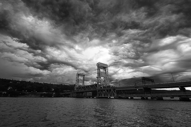 Crazy storm clouds over the Portage Lake Lift Bridge.