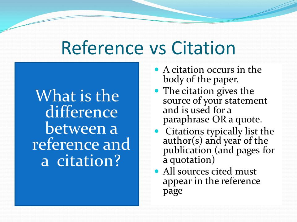 Reference Vs Citation Latter