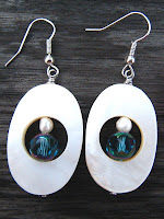 Wire Wrapped Earrings Wire Wrapped Shell and Pearl Wire Earrings