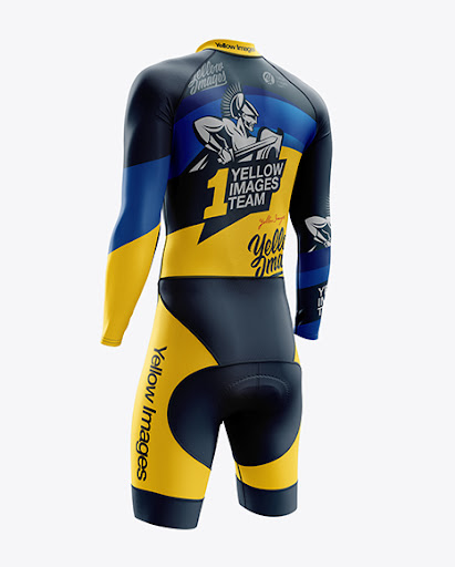 Download Mens Cycling Skinsuit LS (Back Right Half Side View ...