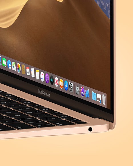 Download Free Mockup Laptop Yellowimages - Gold Macbook Air Mockup In Device Mockups On Yellow ...