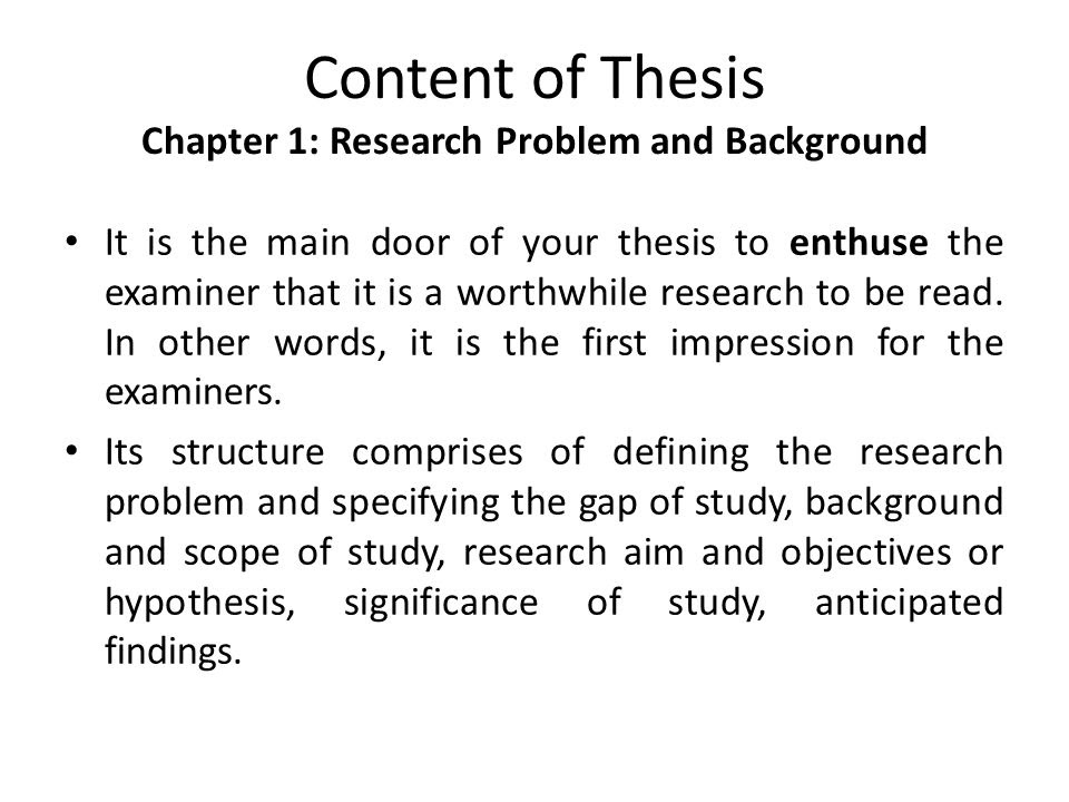 what is research background in thesis