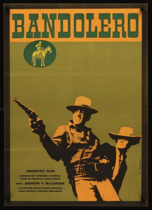 Bandolero Czech movie poster (1968). Art by Alexej Jaros