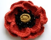 crochet flower brick red POPPY perfect for spring/summer / made to order - MIKALINOS crochet flower brick red POPPY perfect for spring/summer / made to order - MIKALINOS