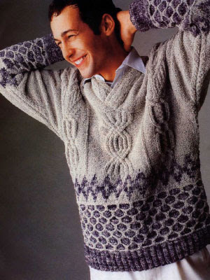 свитер мужской крупной вязки спицами схемы и описание