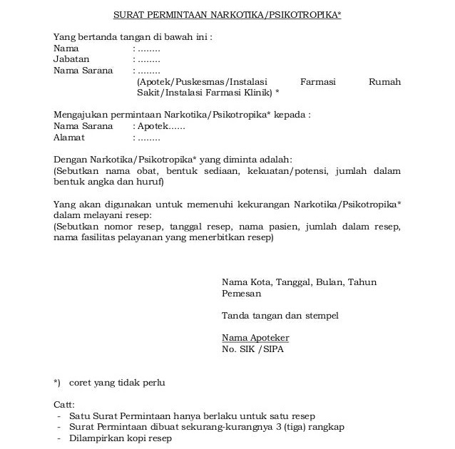 Contoh Surat Pesanan Narkotik Dan Psikotropik Contoh Surat