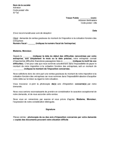 Application Letter Sample: Modele De Lettre Demande De Remise Gracieuse Impots