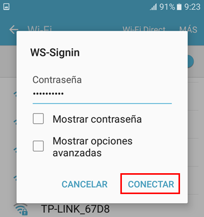 wifi celular detecta conecta