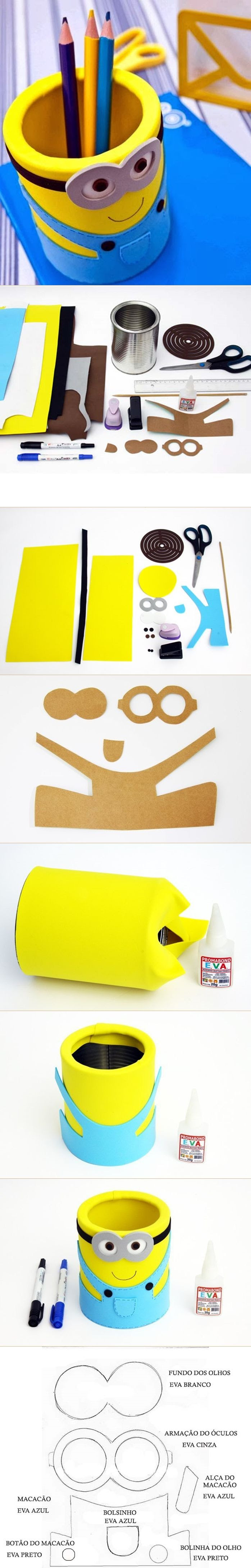 DIY EVA Minion Pencil Organizer from Can