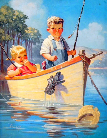 Young Boy And Girl On Boat Young Boy And Girl On Boat