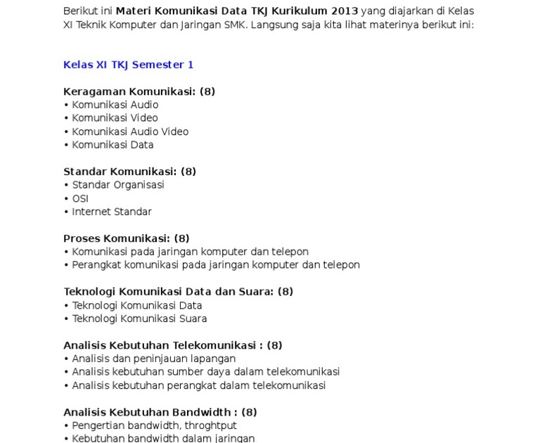 Soal Dan Jawaban Teknologi Layanan Jaringan Kelas 11