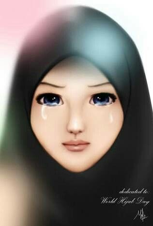 Gambar Anime Wanita Muslimah Menangis - Gambar Anime Keren