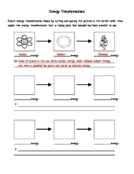 Energy Transformation Worksheet Answer Key - worksheet