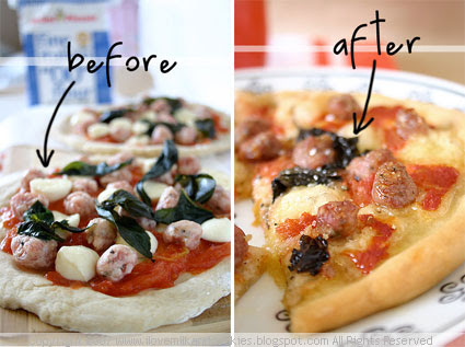 Raw Pizza - Cooked Pizza