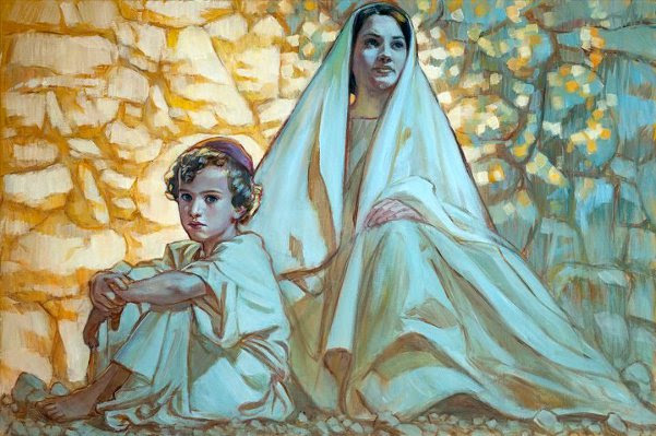 Young Son Of Man And Mother