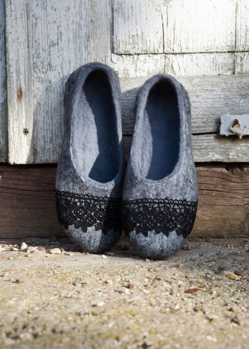 Felt slippers from Gray Glam on Etsy
