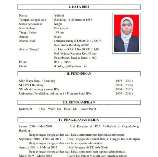 46+ Contoh Cv Menarik Format Word Gif Garut Flash