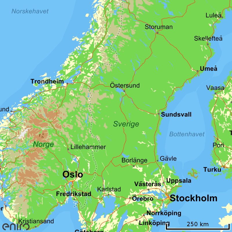 Landskapskarta Med Städer | Sverigekarta