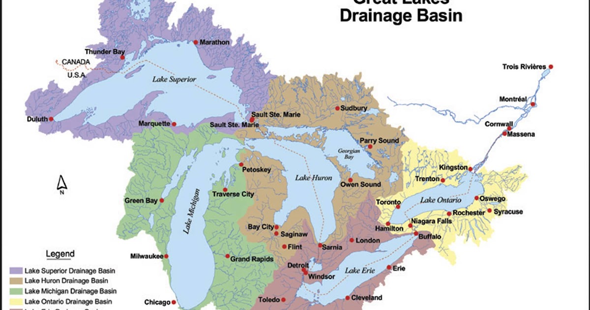 Labeled Great Lakes Canada Map