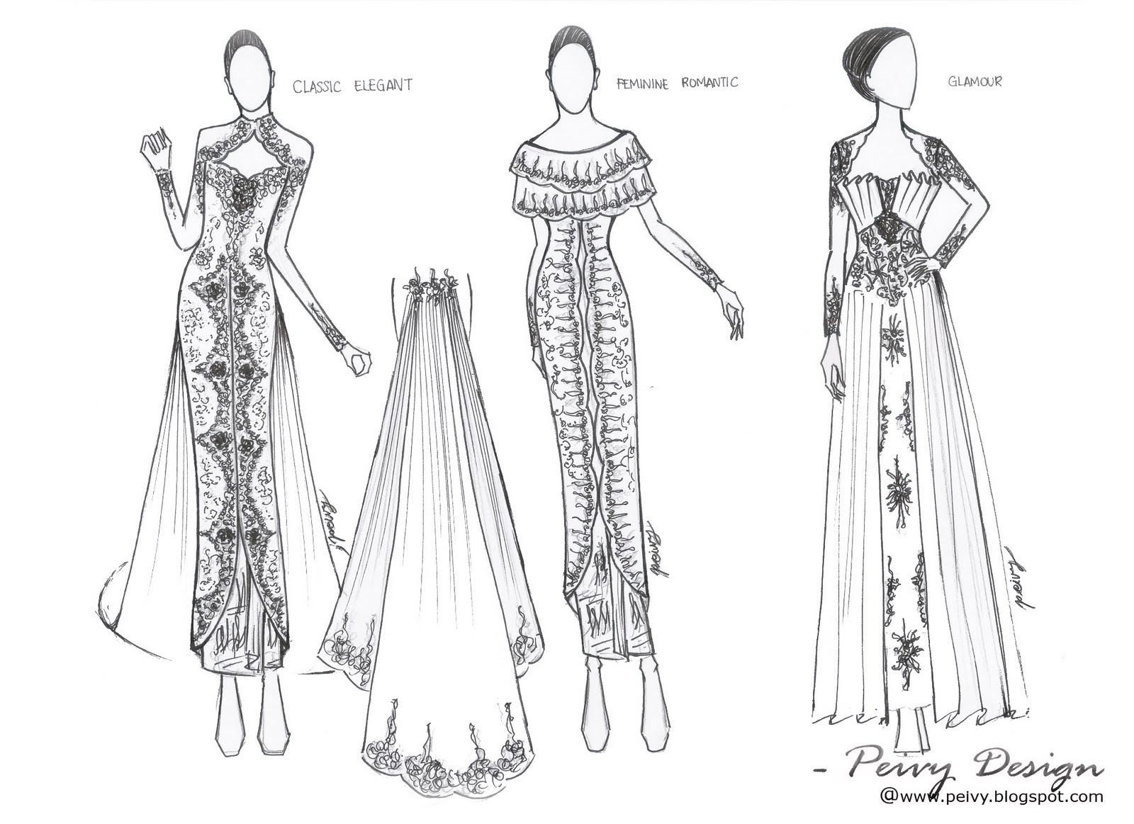 Gambar Desain Sketsa Baju Dress Pendek Klopdesain