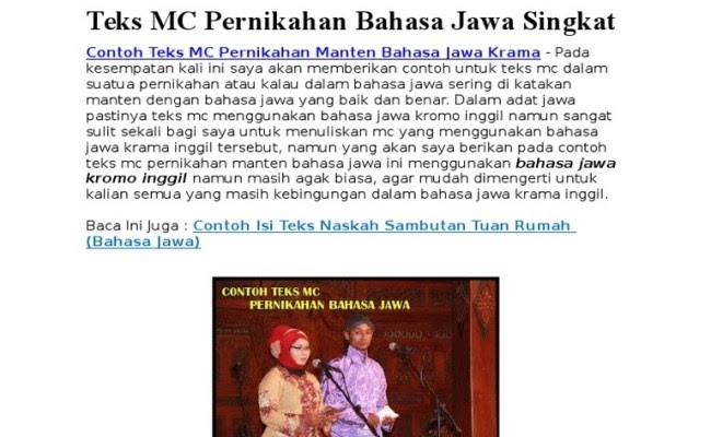 Contoh Teks Mc Ngunduh Mantu Bahasa Jawa Terbaik