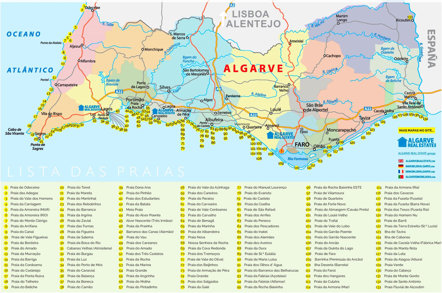 Map Algarve Coast Portugal | Islands With Names