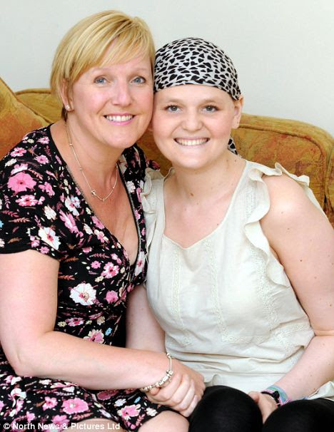 Megan Thompson with her mother Sarah during treatment last year for brain cancer