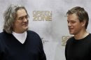 Actor Damon and director Greengrass poses during a promotion for the movie "Green Zone" in Berlin