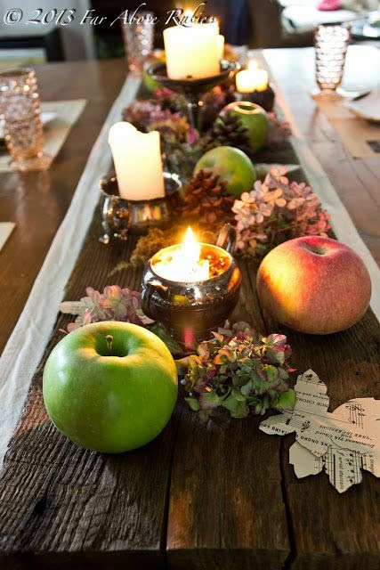 I love this wood plank table runner from Far Above Rubies! #Fall