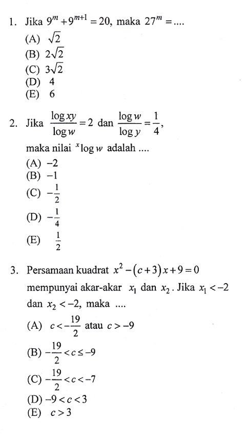 Materi Soal Ujian Mtk Smp Persamaan Kuadrat Pdf