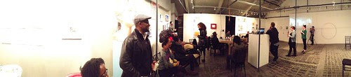 Panoramic photo of final reading at Chris Stackhouse book launch