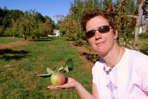 Apple Picking Tati with apple on display