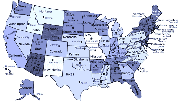 Usa Map With States And Capitals For Kids