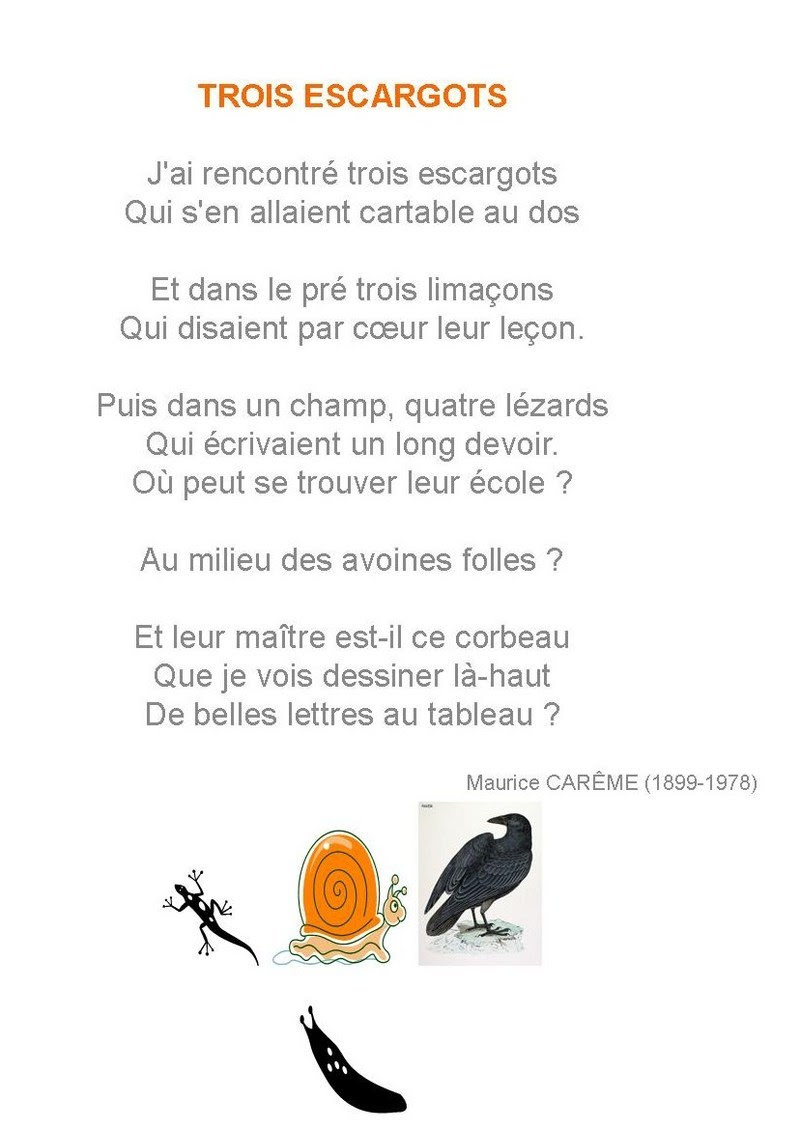 Trois Escargots Maurice Carême Pdf trois escargots poésie 119852-Trois escargots poésie maurice carême