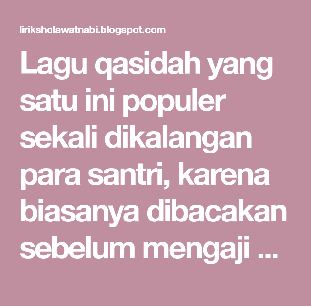 Lirik Kalamun Qodim Dan Artinya KOLAMA