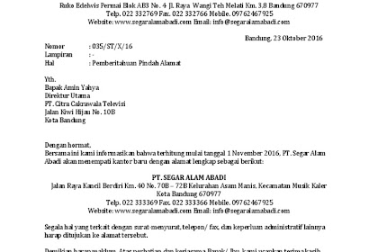 Contoh Surat Pemberitahuan Perubahan Nomor Telepon Perusahaan