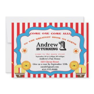 Circus 1st Birthday Party Invitation invitation